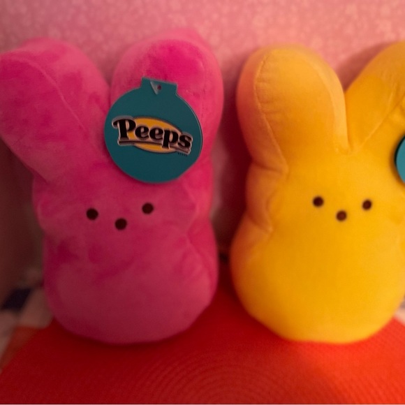 Easter “Peeps” plush set of 2 (pink/ yellow ) great for Easter baskets .8.5 inch - Picture 1 of 3